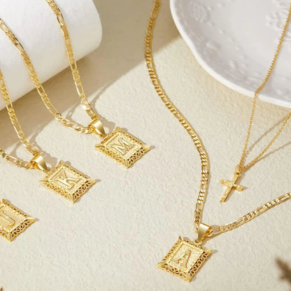 2er-Set 14k Halsketten mit Initiale und Kreuz