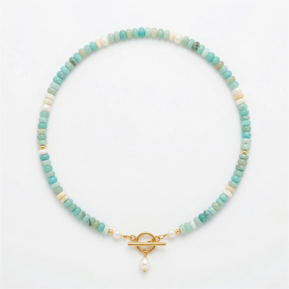 Turquoise Bead Pearl Necklace