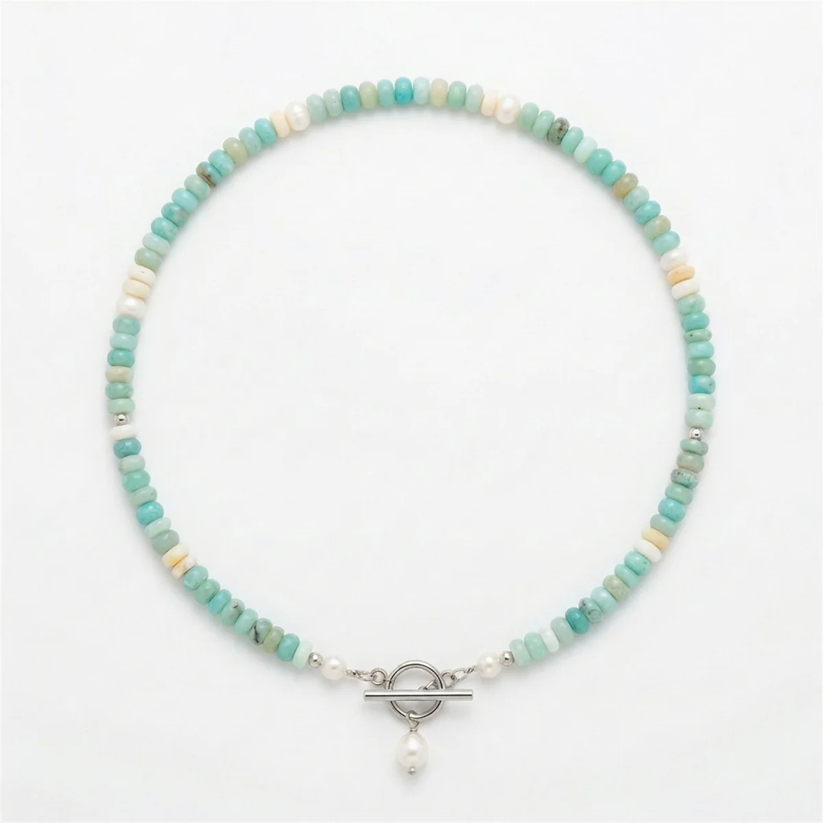 Turquoise Bead Pearl Necklace
